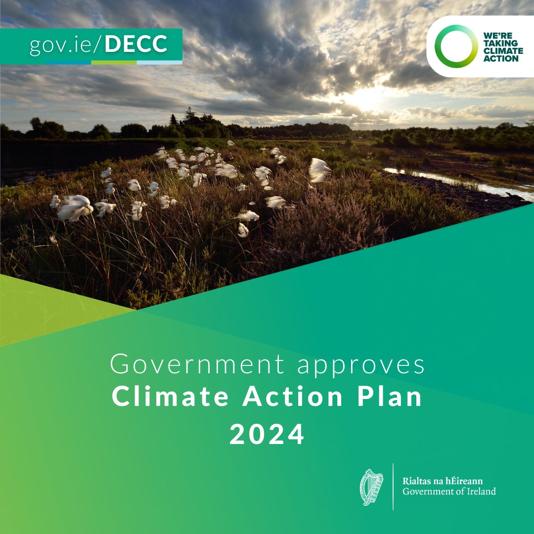 The Government has today approved Climate Action Plan 2024.

The plan commits Ireland's targets for reducing emissions and how Ireland responds to the climate crisis, putting solutions at the centre of social and economic development.

#ClimateActionIRL

gov.ie/en/press-relea…