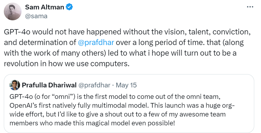 AleaIT's tweet image. 🎉🌟🚀 Celebrating Innovation: AleaIT Solutions Pvt. Ltd. Applauds @prafdhar, the Prodigy Behind GPT-4o! 🌟🎉
.
Check out our Hackathon 2023 highlights.
💡🔥🎉 lnkd.in/gw-wDT7M
.
Read Complete story at - linkedin.com/company/aleait… and.
.
#AleaITSolutions #Innovation #GPT4o