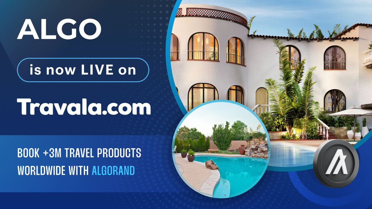 📢 BIG NEWS! Algorand is now LIVE on Travala!

<a href="/Algorand/">Algorand Technologies</a> is revolutionizing the blockchain space with its scalable, secure &amp; decentralized platform. 

You can book millions of hotels, flights, fun activities, &amp; more with ALGO! ✈️🌍

Experience the future of travel with Travala!