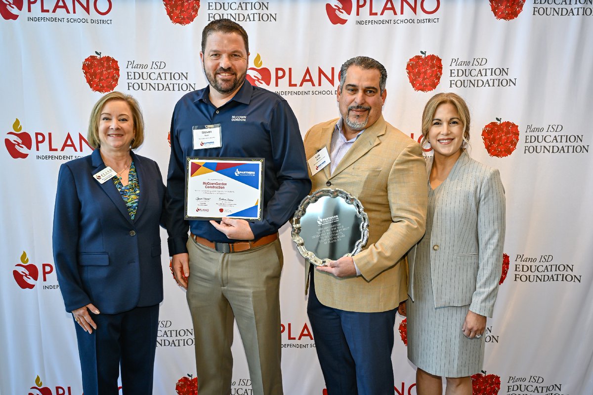 McCownGordon's tweet photo. Thrilled to be honored for our commitment to @plano_schools at last week's Education Foundation Award Ceremony! 🎉 We're currently building two projects for the district and can't wait to see the impact they will have on the community. #K12Construction #BuildingDFW @pisdef https://t.co/R45hA76HZH