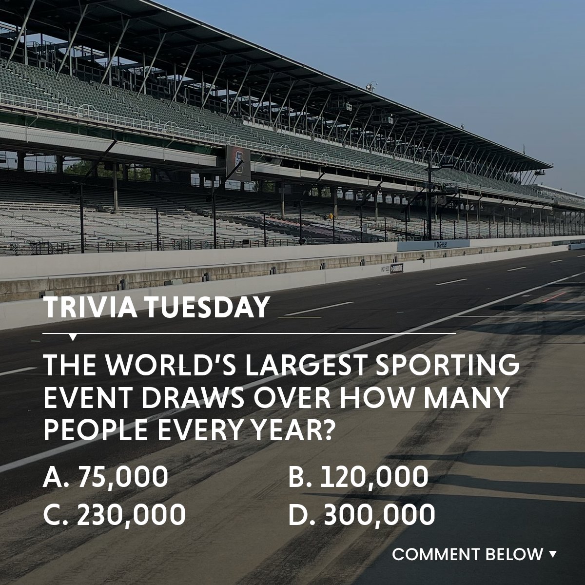 ⏳ The countdown is ON for 'The Greatest Spectacle in Racing!' 🏁 #Indy500 #ThisIsMay #LucasWorks #Indy #IMS #VisityIndy #Racing #RacingCapitalOfTheWorld #Trivia #Tuesday #TriviaTuesday