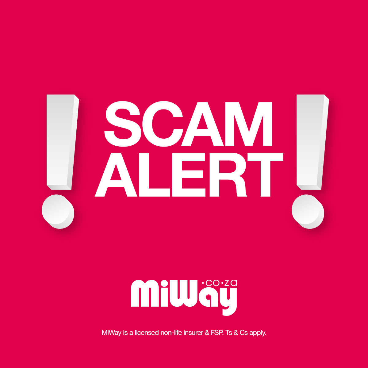 ⚠️ SCAM ALERT! ⚠️ It has been brought to our attention that there is a scam circulating our social media platforms, advertising 80 Call Centre Agents positions at MiWay Insurance nationally.