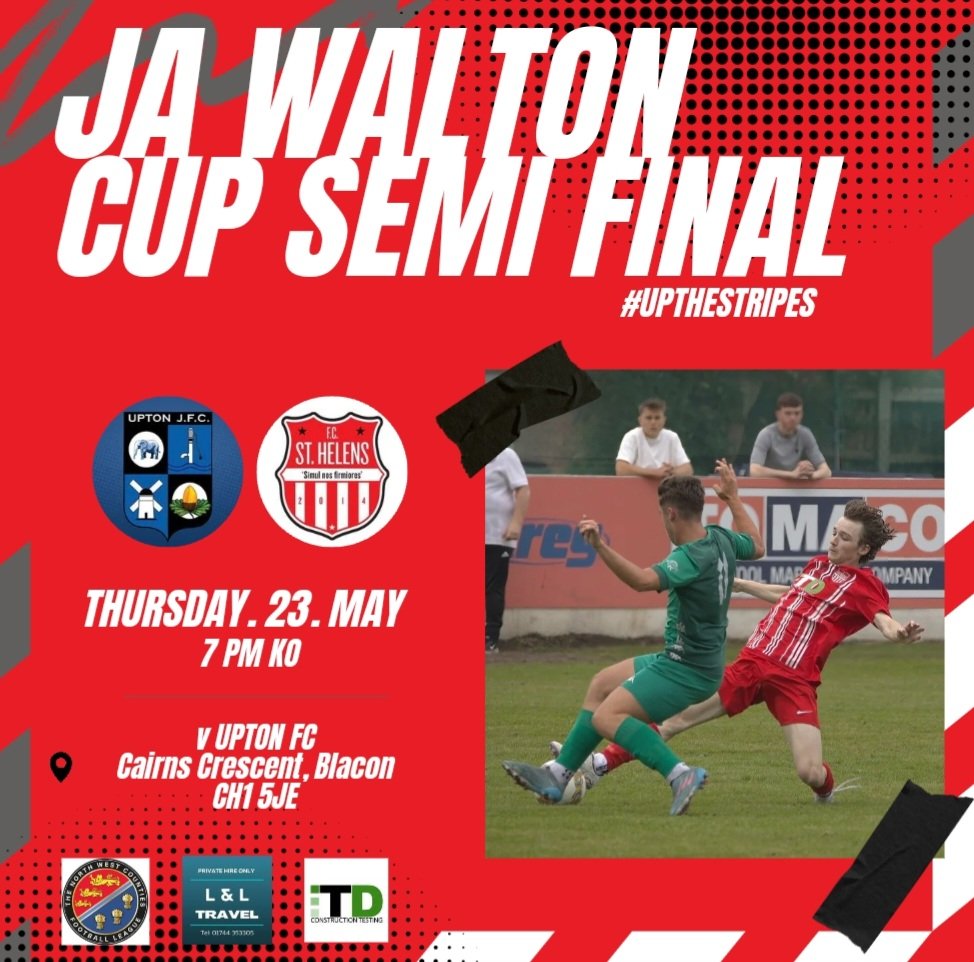 WE HAVE A SEMI ON AGAIN !!! 👀 Just when you think it's all over.... It was on, it was off...,.. well ITS BACK ON !! The JA Walton Cup Semi Final 🏆 Our Reserves will take on Upton FC this Thursday night !! 12th man needed again 🔴⚪️ #UpTheStripes