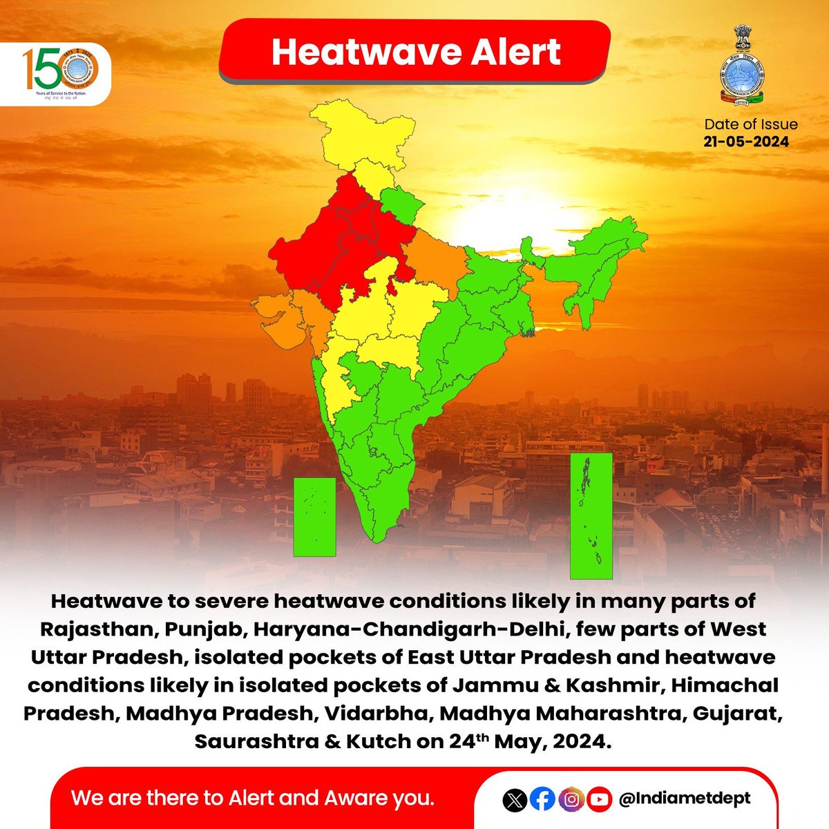 airnewsalerts's tweet image. #weatherforcast

☀️Severe #heatwave conditions are being observed over many parts of #NorthIndia, including Rajasthan, Punjab, Haryana, Chandigarh, Delhi, and Uttar Pradesh. 

☀️Similar conditions are also prevailing in Madhya Pradesh, Vidarbha, and Gujarat. IMD has issued a…