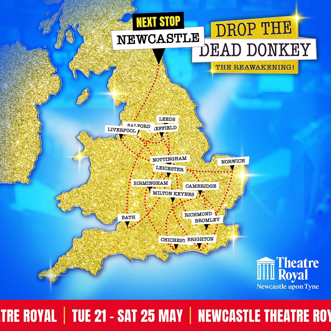 Drop the Dead Donkey (@dtdd_tour) on Twitter photo Tonight #DropTheDeadDonkey opens at <a href="/TheatreRoyalNew/">Newcastle Theatre Royal</a> where we play until Sat 25 May! ✨
Not many chances left to catch this ‘ACHINGLY FUNNY’ play! Our final venues include: Woking, Cheltenham, Canterbury, and Richmond! 📺
theatreroyal.co.uk/whats-on/drop-… 🎟️ Tonight #DropTheDeadDonkey opens at <a href="/TheatreRoyalNew/">Newcastle Theatre Royal</a> where we play until Sat 25 May! ✨
Not many chances left to catch this ‘ACHINGLY FUNNY’ play! Our final venues include: Woking, Cheltenham, Canterbury, and Richmond! 📺
theatreroyal.co.uk/whats-on/drop-… 🎟️