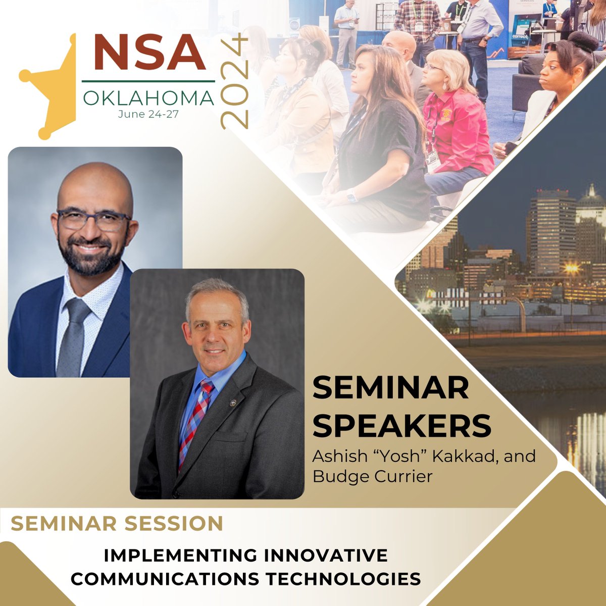NSA 2024 Annual Conference Speaker Spotlight! #Sheriffs2024 Today we shine a light on Ashish Kakkad, CTO at San Diego County Sheriff’s Department, and Budge Currier, Assistant Director of Public Safety Communications at California Office of Emergency Services. During this