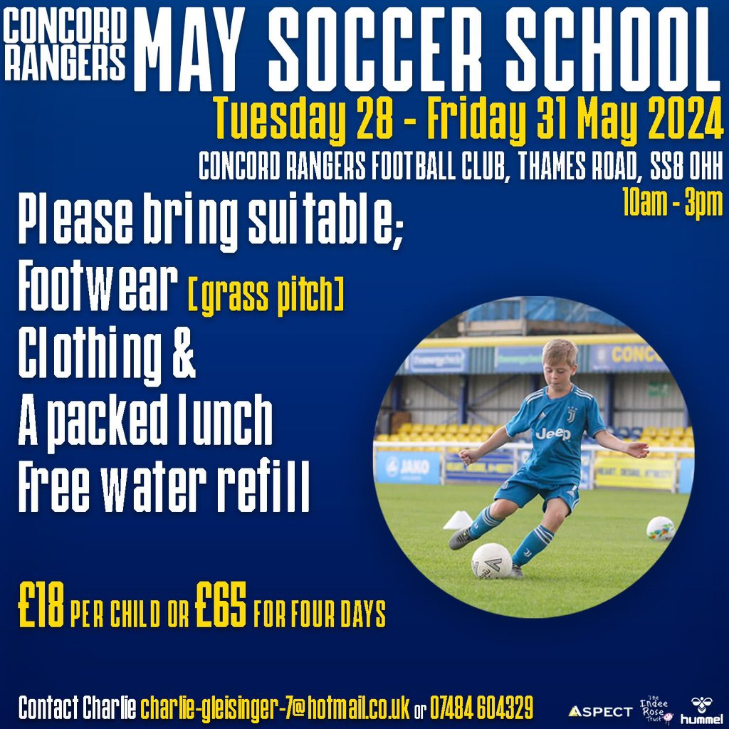 MAY SOCCER SCHOOL Our beloved soccer school is back this time NEXT WEEK! If interested, please contact Charlie via the contact details below⬇️ #YAMC💛💙