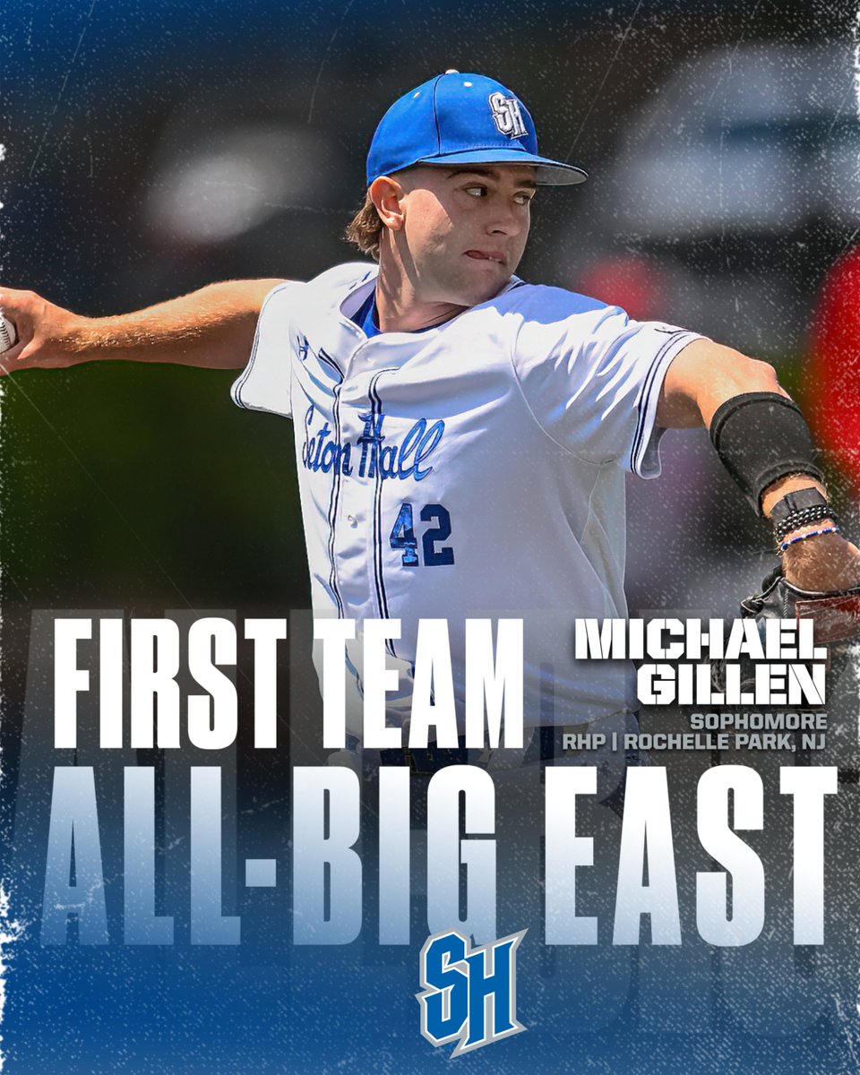 ALL-BIG EAST FIRST TEAM 🏆 - Michael Gillen ▪️ Fourth-lowest ERA in the BIG EAST min. 15 appearances (2.31 ERA) ▪️ Second-lowest ERA in BIG EAST games min. 5 appearances (1.25 ERA) Congrats, Michael 👏 #HALLin 🔵⚪️ | #NeverLoseYourHustle 🏴‍☠️⚾️