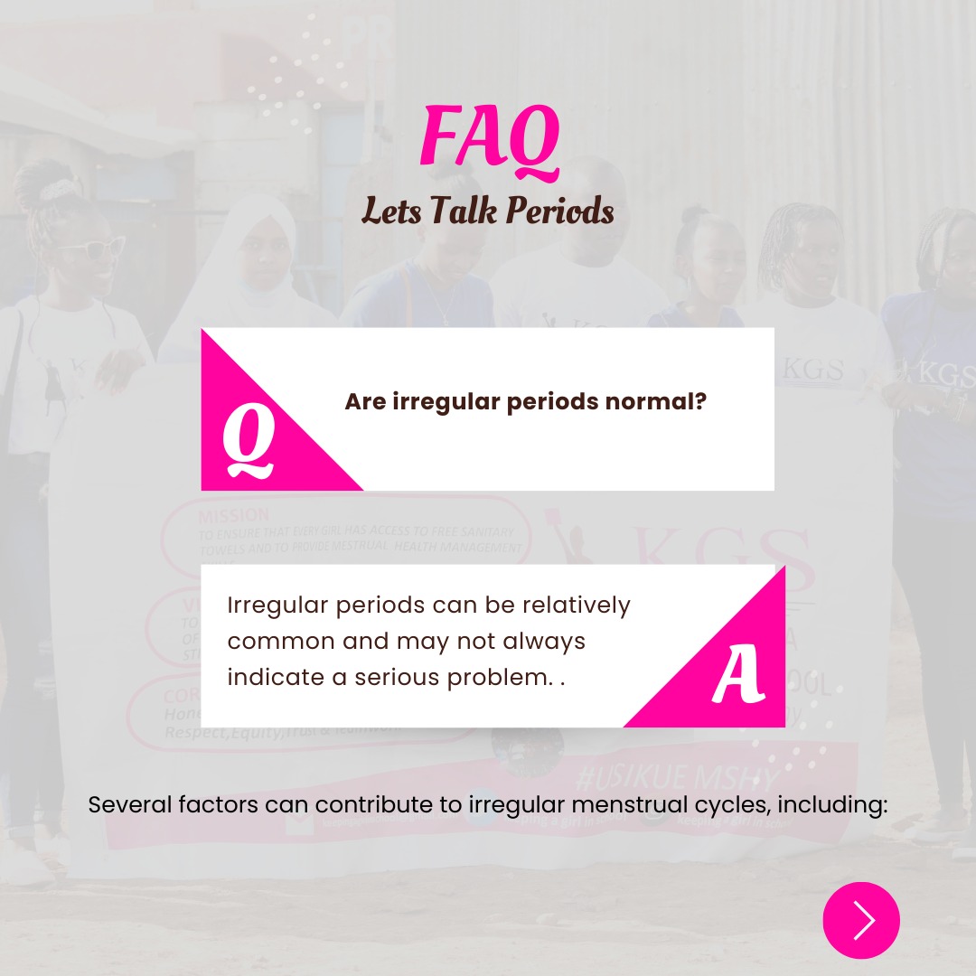 #LetsTalkPeriods What are some of the factors you think can contribute to irregular periods? Tell us in the comments #usikueMSHY