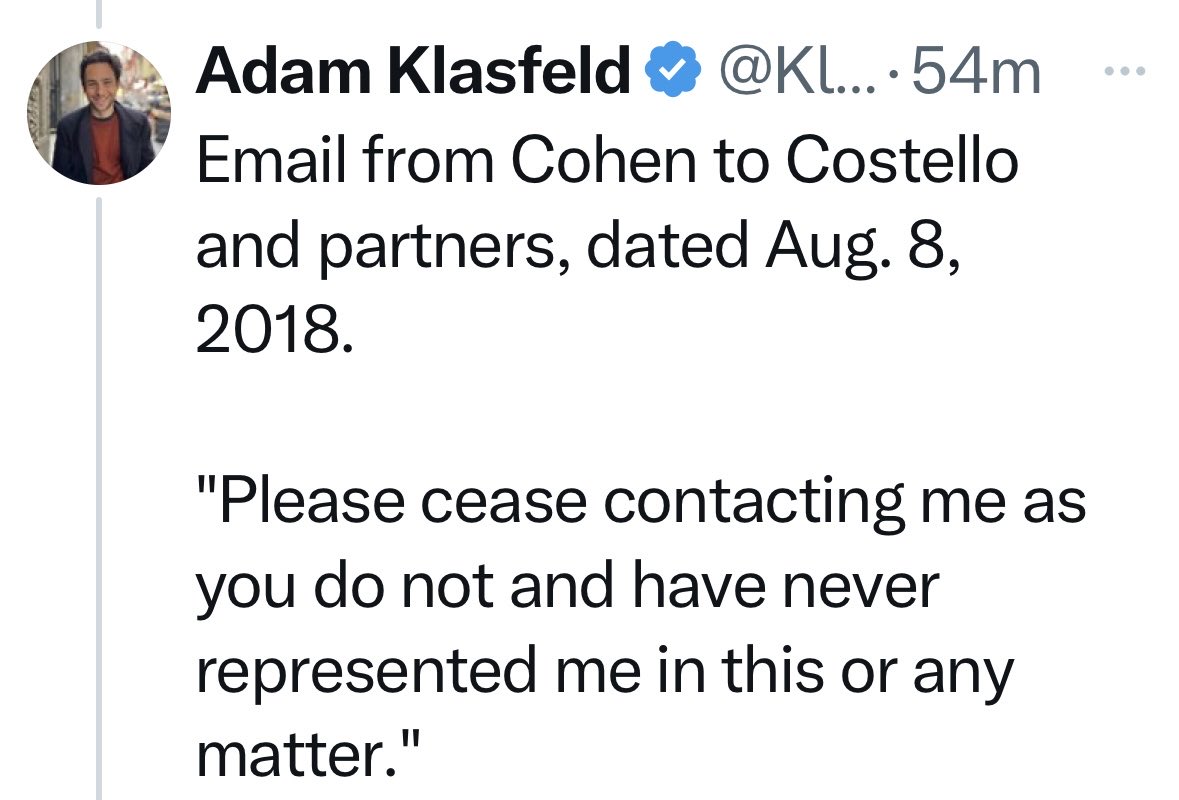 Given the cross-examination of Costello, and the devastating emails that suggest what was really going on, it appears that there was a concerted effort to try to “catch and kill” (figuratively speaking) Michael Cohen to keep him from outing the crimes of Donald Trump.