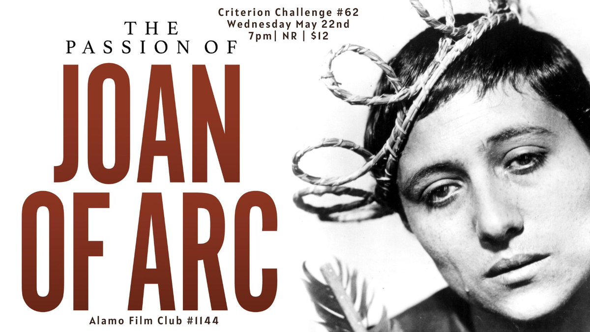 CinemaBandwagon's tweet image. What are you all doing tomorrow night?  5/22 say around 7pm?  Well, if you happen to be in the #ShenandoahValley and want to come to #AlamoFilmClub at @alamowinchester to watch @janusfilms THE PASSION OF JOAN OF ARC, we can help you find your way!

👉:  drafthouse.com/winchester/eve…