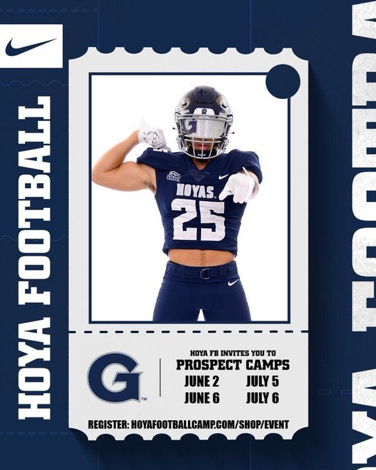 Thank you @HoyasFB for the camp invite! @jackwmcdaniels @coachsgarlata @GlenbardSouthFB @MikeBuke99 @OLMafia @KyleMorgan_XOS @OJW_Scouting @Bryan_Ault @ScoutingA1 @CoachChris_Roll @hddngemscouting @PrepRedzoneIL @PrepRedzone @FISTFootball @CoachSaboFIST @SalomonDLcoach