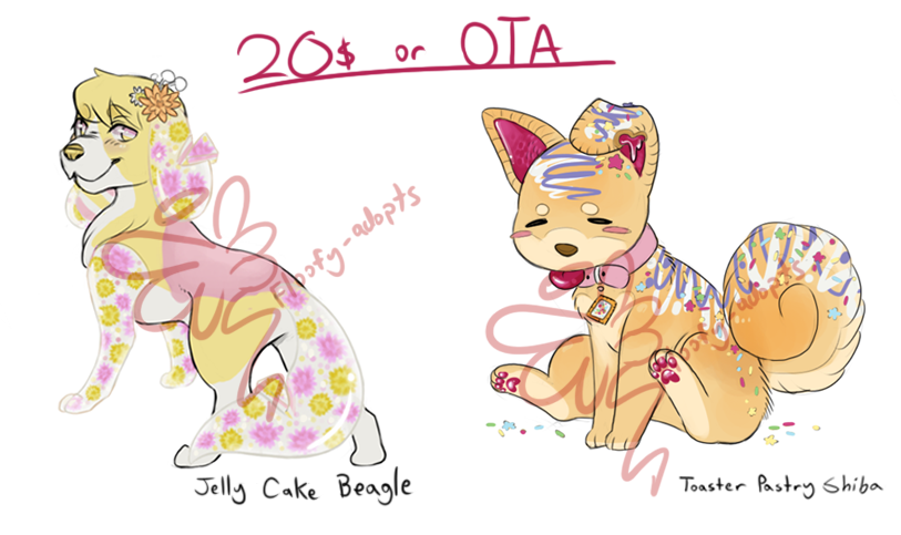 FloofAngel's tweet photo. Dessert themed Beagle and Shiba up for grabs https://t.co/BQHgGcIjxN
