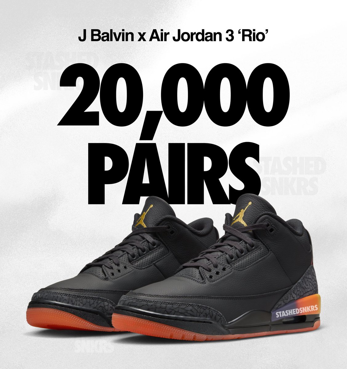 This is how many pairs are expected to release globally for the J Balvin x Air Jordan 3 ’Rio’. Quite limited to say the least. 🤯 Are these a MUST cop for you⁉️🤔