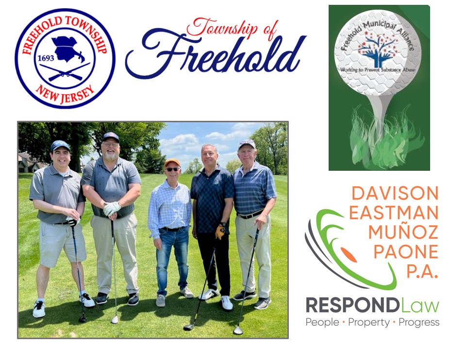 ⛳@respondlaw partner attorneys Brian Chabarek, Douglas Widman and Andrew Ball all proud to support #FreeholdNJ, Mayor Anthony Ammiano + #Freehold_Municipal_Alliance annual 2024 Golf Outing at @Battleground_Country_Club ⚖ #respondlaw #njlawfirm #monmouthcountynj #oceancountynj