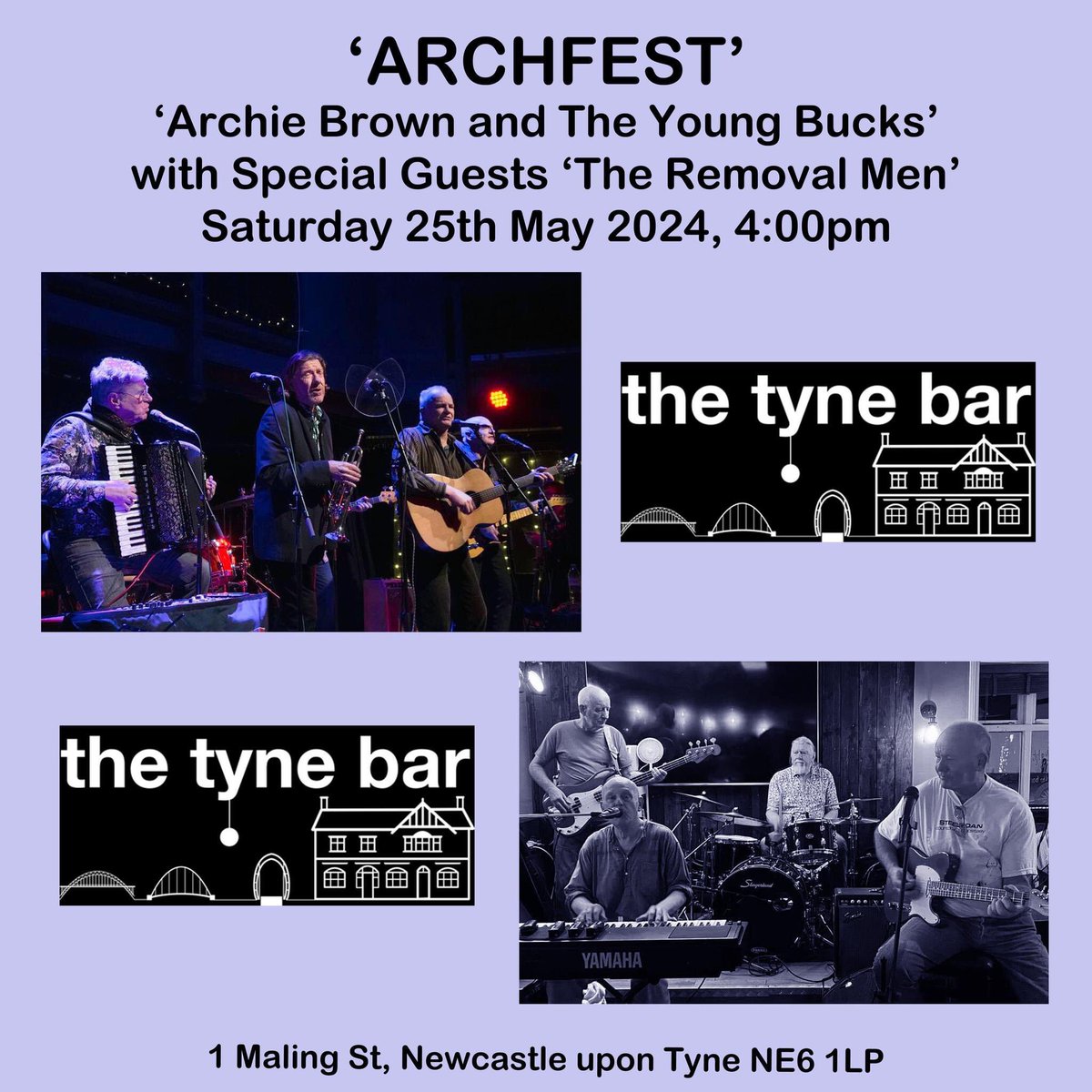 Polite reminder that ‘Archfest’ takes place this coming Saturday from 4pm @thetynebar with special guests The Removal Men. pls RT thanks! @JoWhereToGo @RockingMagpie @NovaradioNE @craftbeerncl @NETheatreGuide @NewcastleAudio @steveknash @patrickraffs 🎷🎸