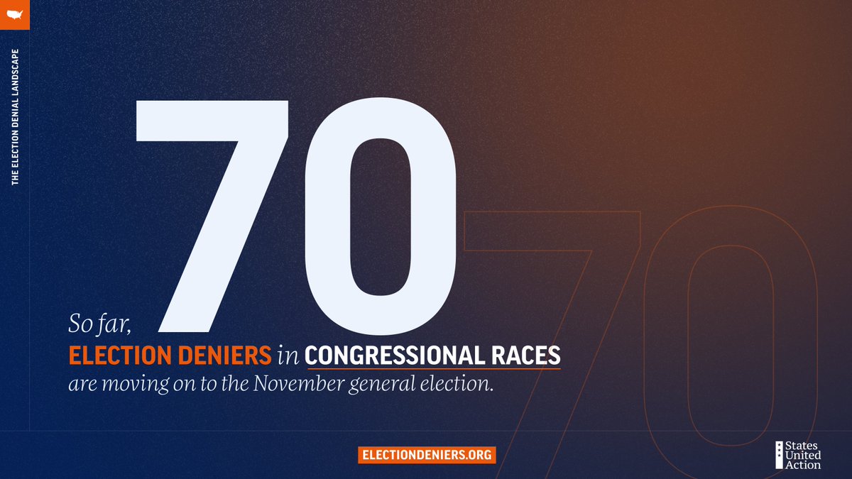 Today, @SUAction launched tracking of Election Deniers running for Congress in 2024. Voters deserve all the information about where their candidates stand. ⬇️ statesuniteddemocracy.org/congressional-…