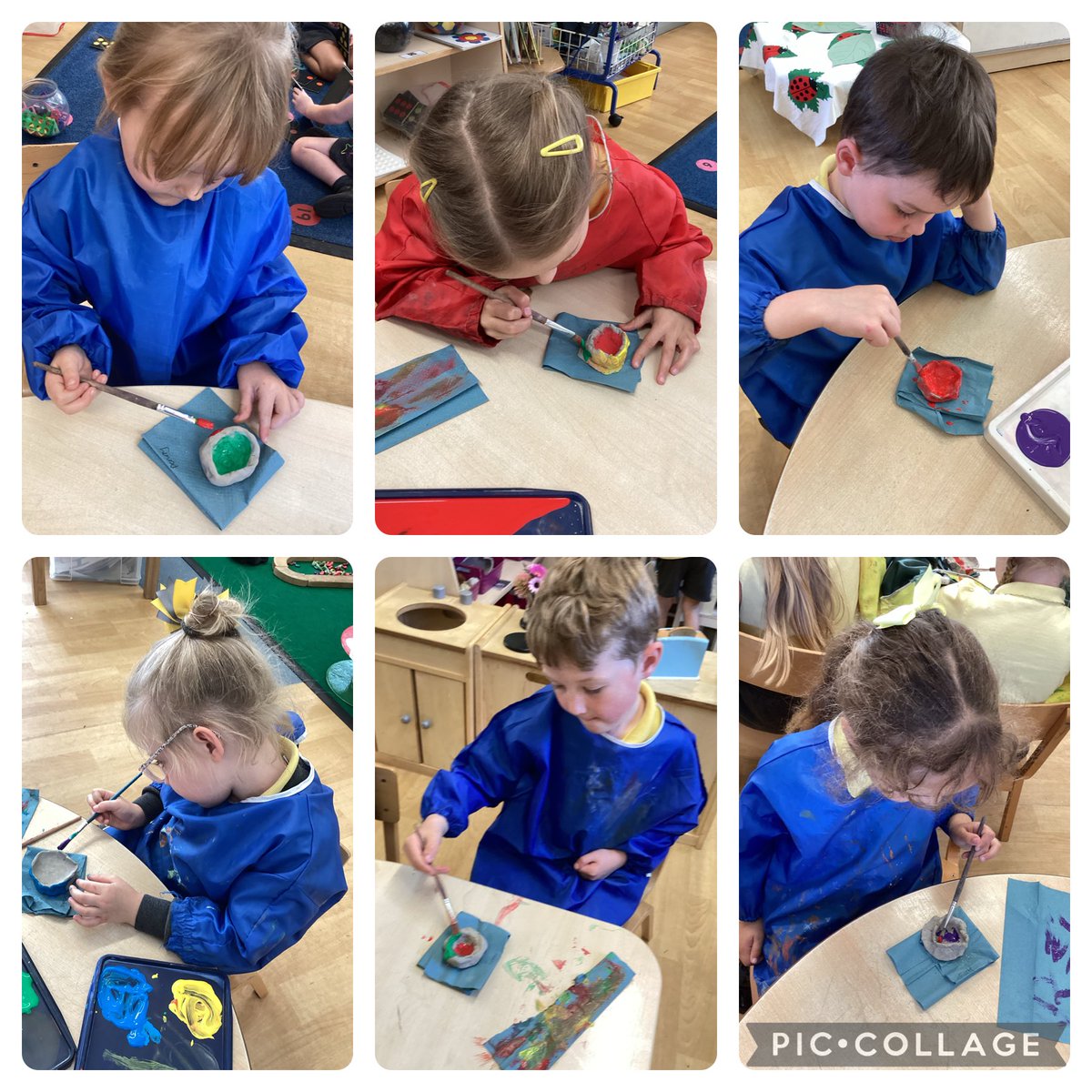 ReceptionTSP's tweet image. After allowing our clay to dry over the weekend, we were finally able to paint our lovely bowls that we had made. Well done everyone! 🎨 #TSPArt #Enjoy 💙