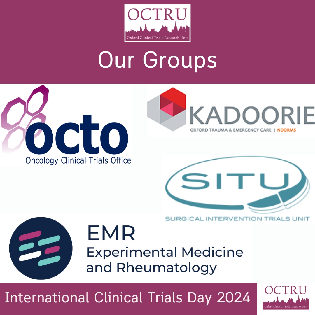 The following groups form OCTRU - each contributes a different area of expertise into our trials portfolio ⬇️ 🔹Oncology Clinical Trials Office 🔹Oxford Trauma and Emergency Care 🔹Surgical Intervention Trials Unit (NDORMS & NDS) 🔹Experimental Medicine and Rheumatology