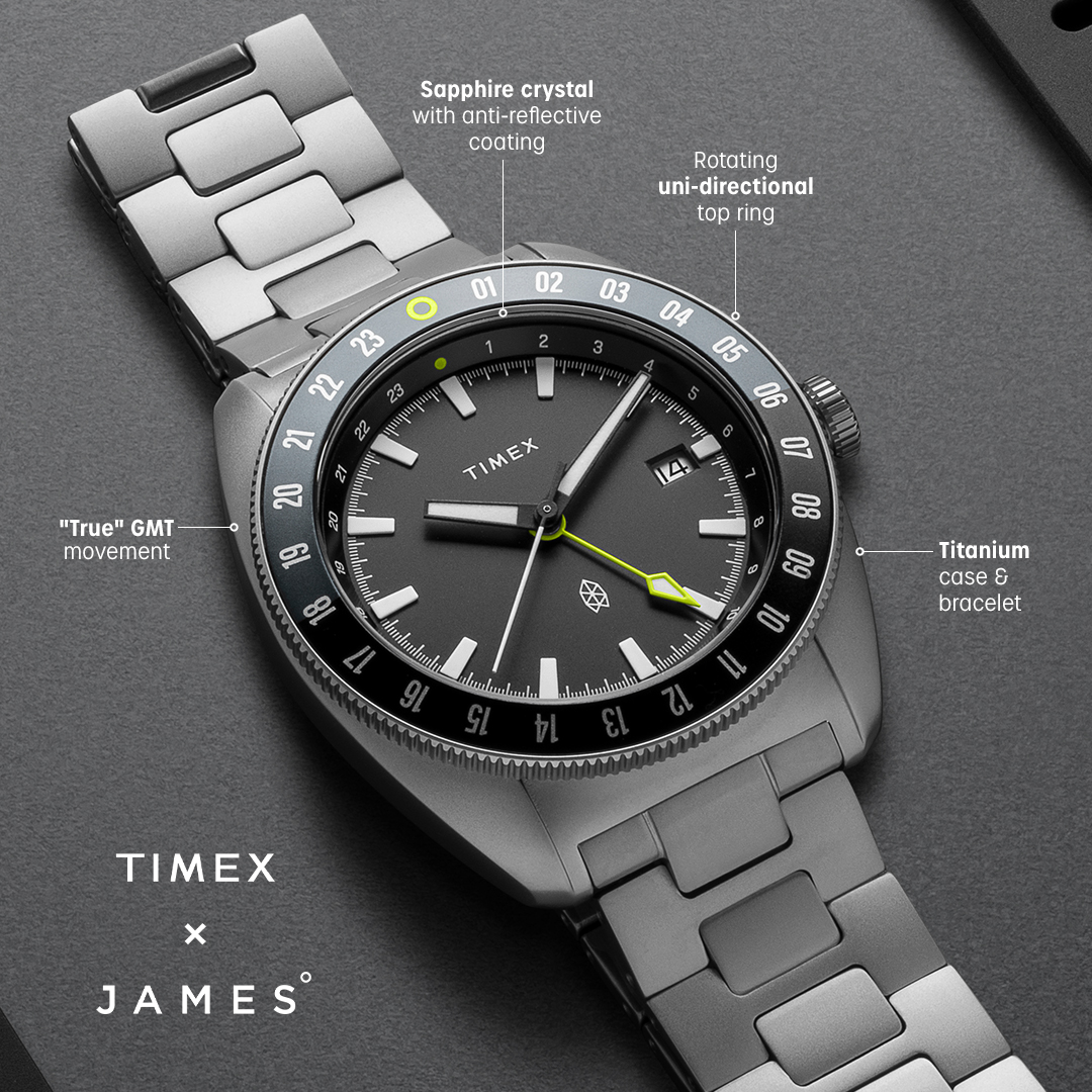 Timex_India's tweet photo. Our limited edition collab with @thejamesbrand features a 9075 Miyota GMT movement, titanium case, sapphire crystal, and 200m water resistance.
Available now: https://t.co/lTAxHZid0m
#timex #thejamesbrand #edcgear #watchlovers #bejames #collab #newwatch https://t.co/TNemNBJmQf