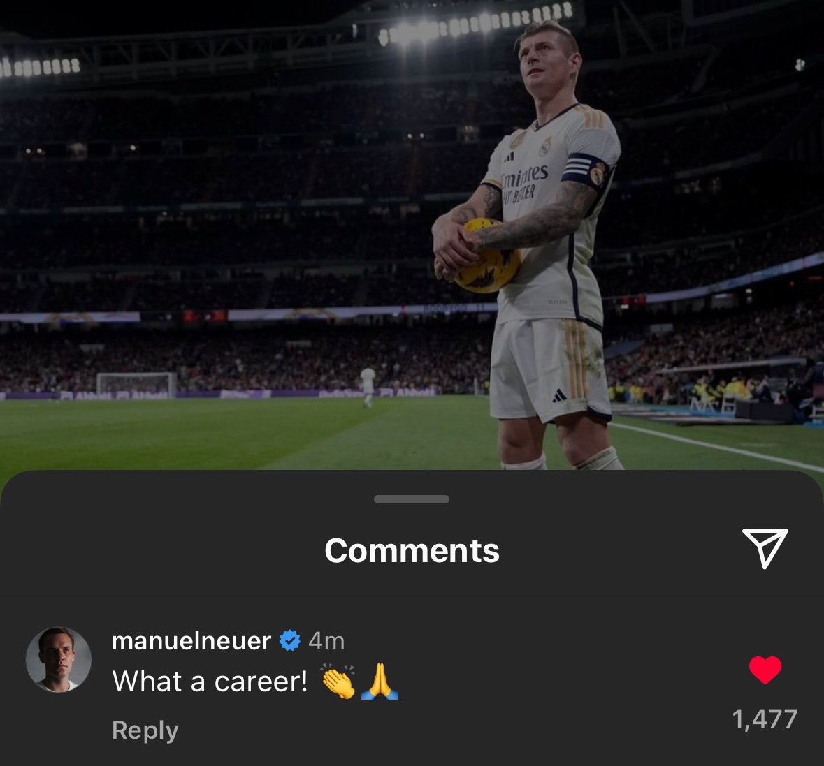 📲 Manuel Neuer sous l’IG de Kroos.