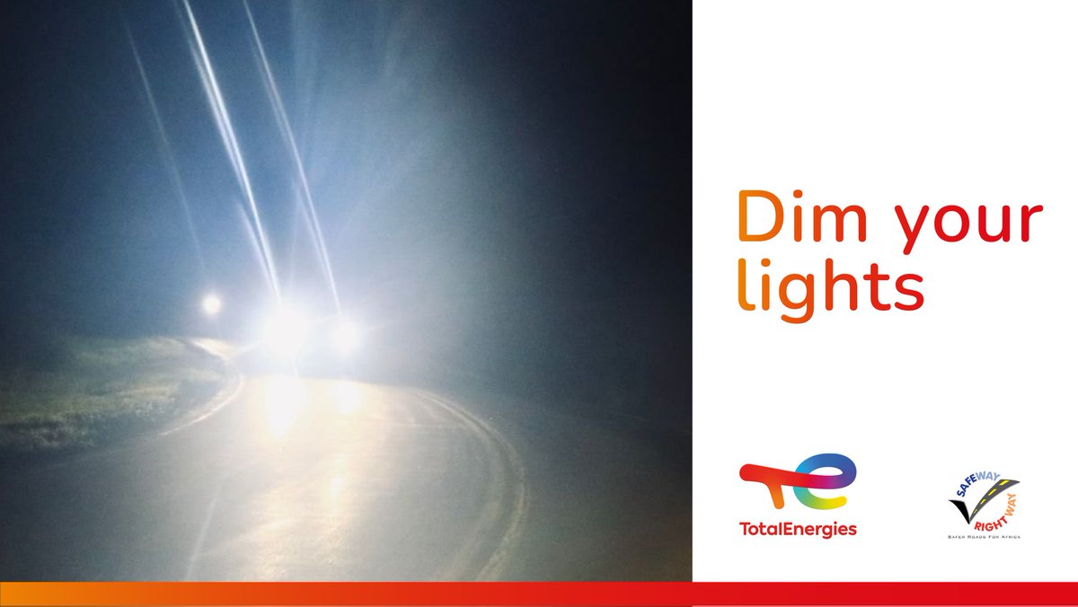 right_ke's tweet photo. π
π
Dim your lights.
Do not drive on full lights to avoid blinding other road users.
Share the road safely.
#LifeisPrecious
#roadsafety #tips
#drivingatnight
#TotalEnergies
#swrw https://t.co/DxcCJJouWK