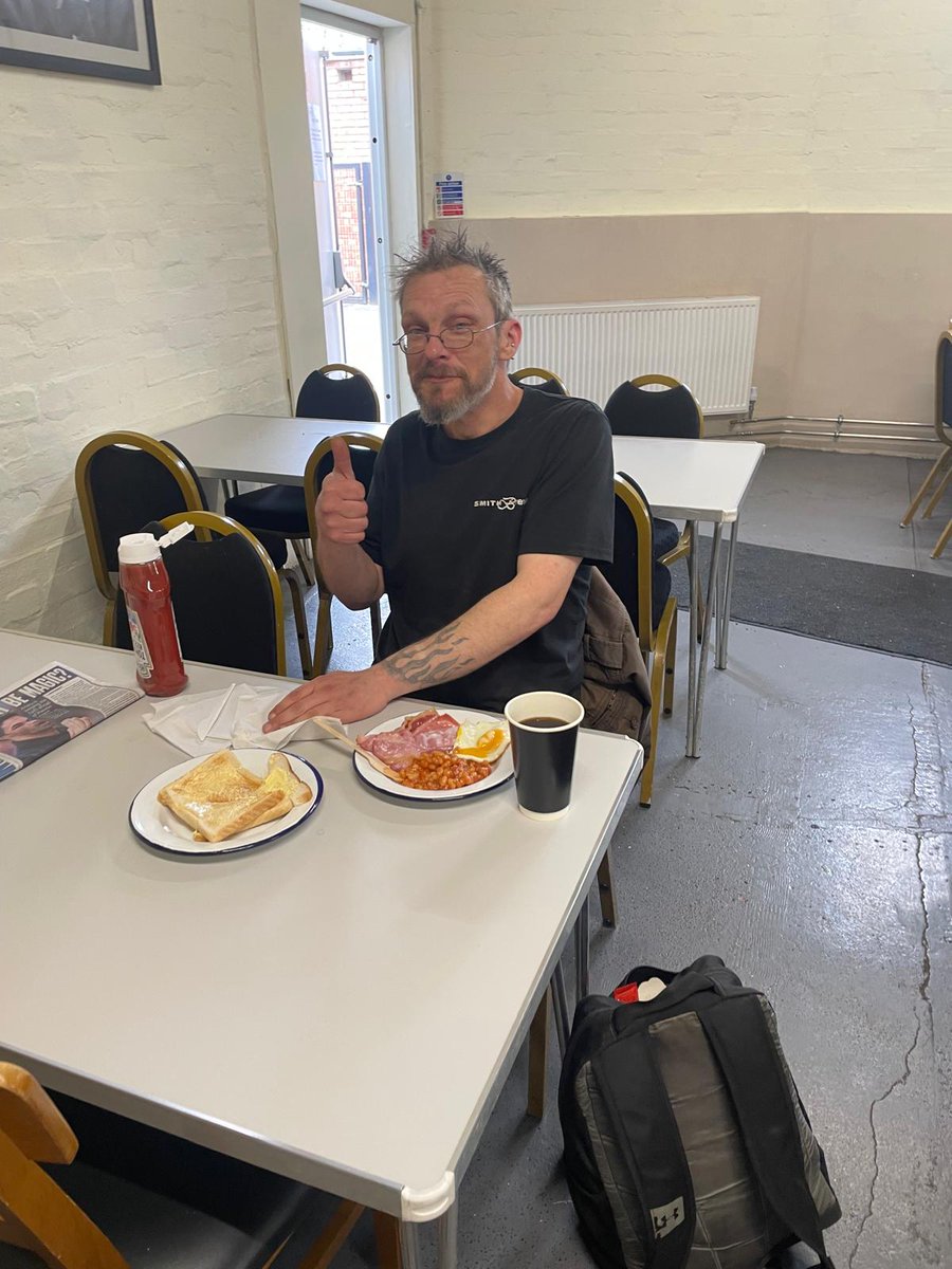We have restarted our breakfast club offering people who have been rough sleeping the chance to come and enjoy some food and a chat to see if there is any other support we can provide or a referral to other agencies. Operations Manager Lee was on cooking duty here!