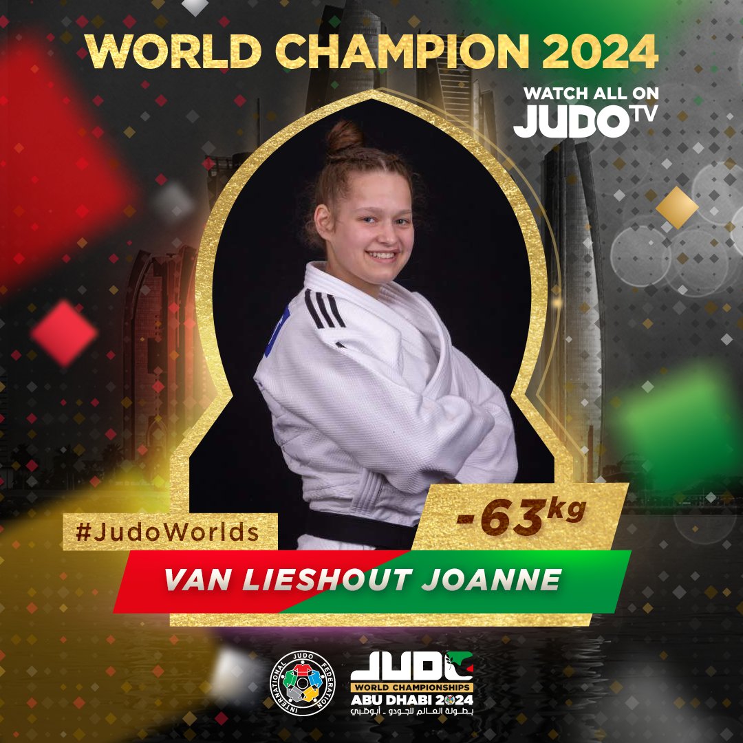 -63 kg World Champion - Joanne Van Lieshout!🥇🇳🇱

#JudoWorlds #Judo #AbuDhabi #UAE #Sport #Olympics #OlympicQualifiers #RoadToParis2024 #WJT