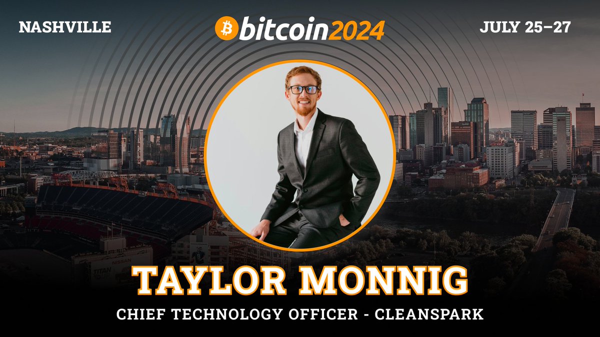 NEW SPEAKER: @taylorbmonnig is the Chief Technology Officer at @CleanSpark_Inc, focusing on the operations of the company’s data centers along w/ developing the tech that goes into them. His expertise in immersion-cooling & other aspects of BTC mining will be a must-see at B24!