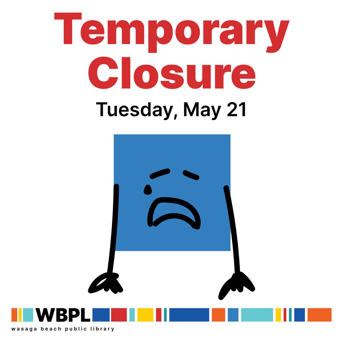 🚨 Important Update: The Wasaga Beach Public Library is temporarily closed. We will notify everyone once we reopen. Thank you for your understanding and patience. 📚🔒 #LibraryUpdate #WasagaBeachLibrary