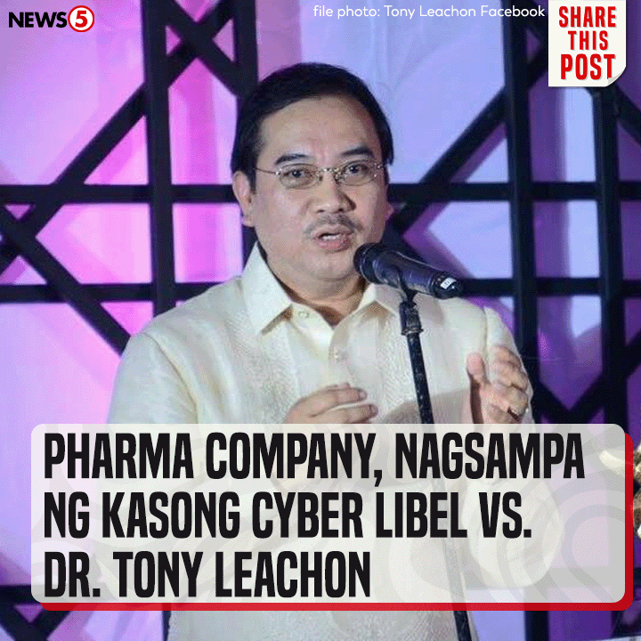 Nagsampa ng cyber libel complaint ang isang pharmaceutical company laban kay health reform advocate at dating adviser sa Department of Health #DOH na si Dr. Anthony Leachon. #News5 | via Philstar.com