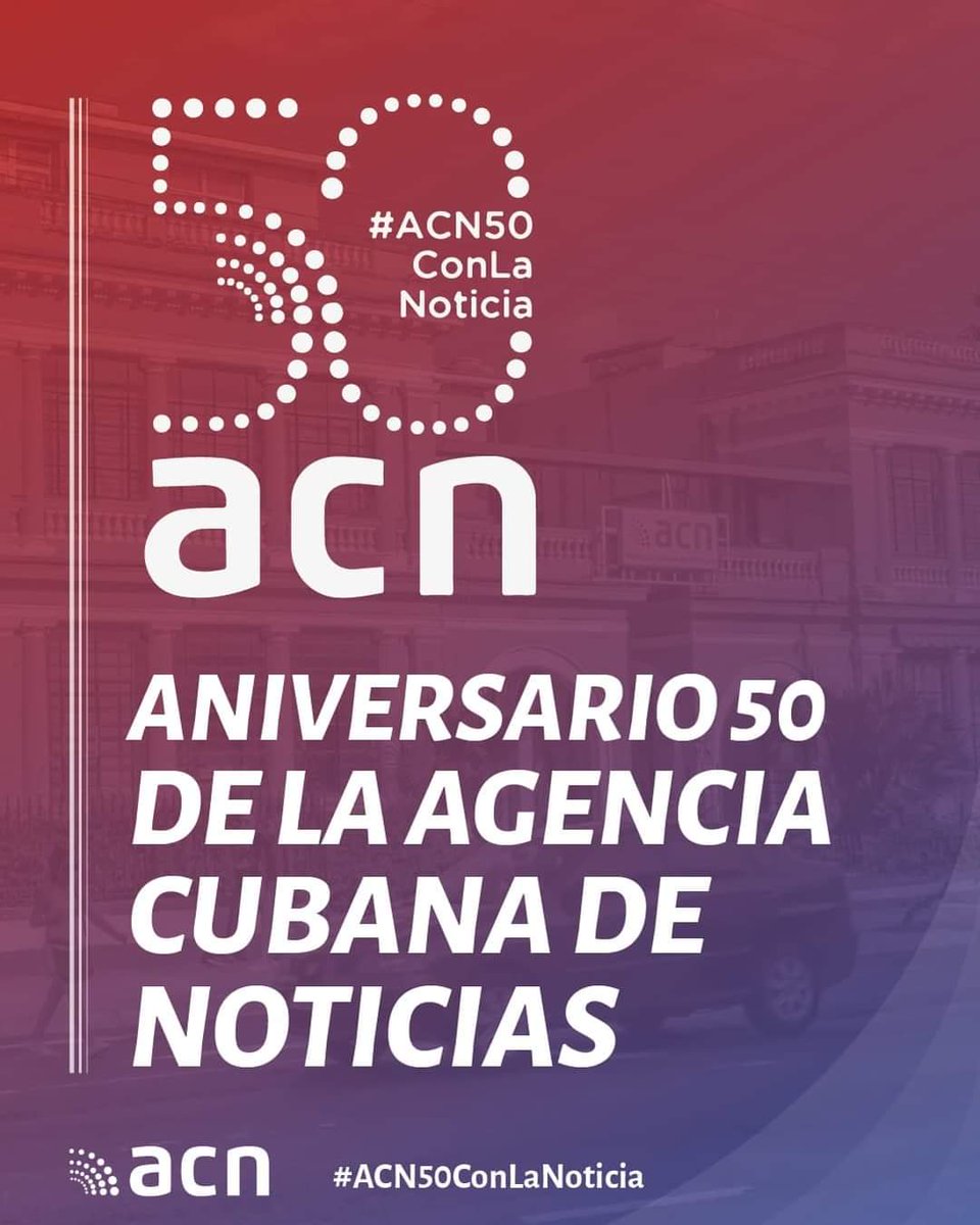 🎊 Hoy, 21 de mayo, la Agencia Cubana de Noticias celebra 5️⃣0️⃣ años de compromiso con la verdad, líder de productos y servicios informativos multimediales. 🎉FELICIDADES para los fundadores y actuales periodistas de la ACN por mantener al pueblo cubano informado.