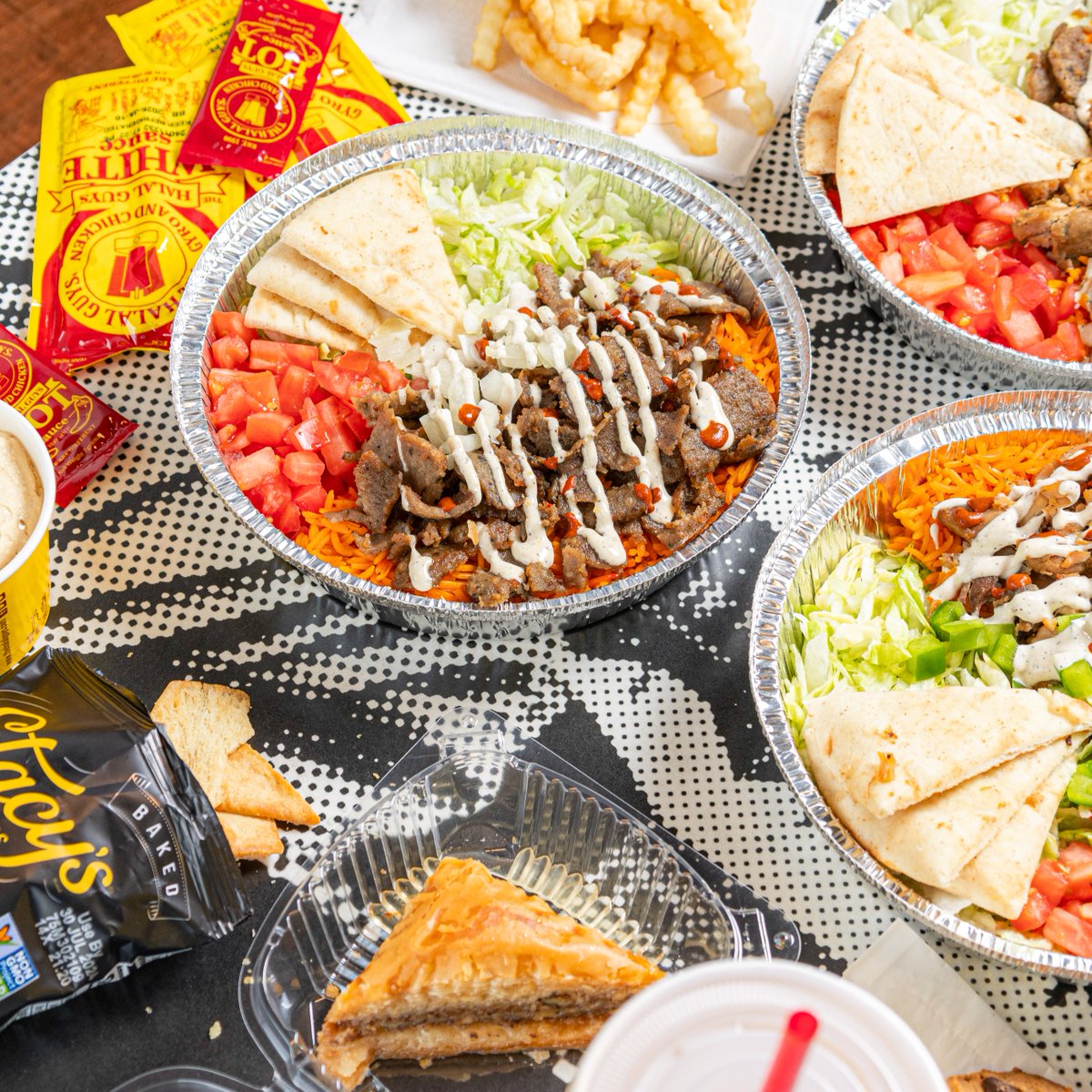 Enjoy The Halal Guys feast with the whole gang! Who are you taking with you? #HalalGuysFeast #thehalalguys #halalfood