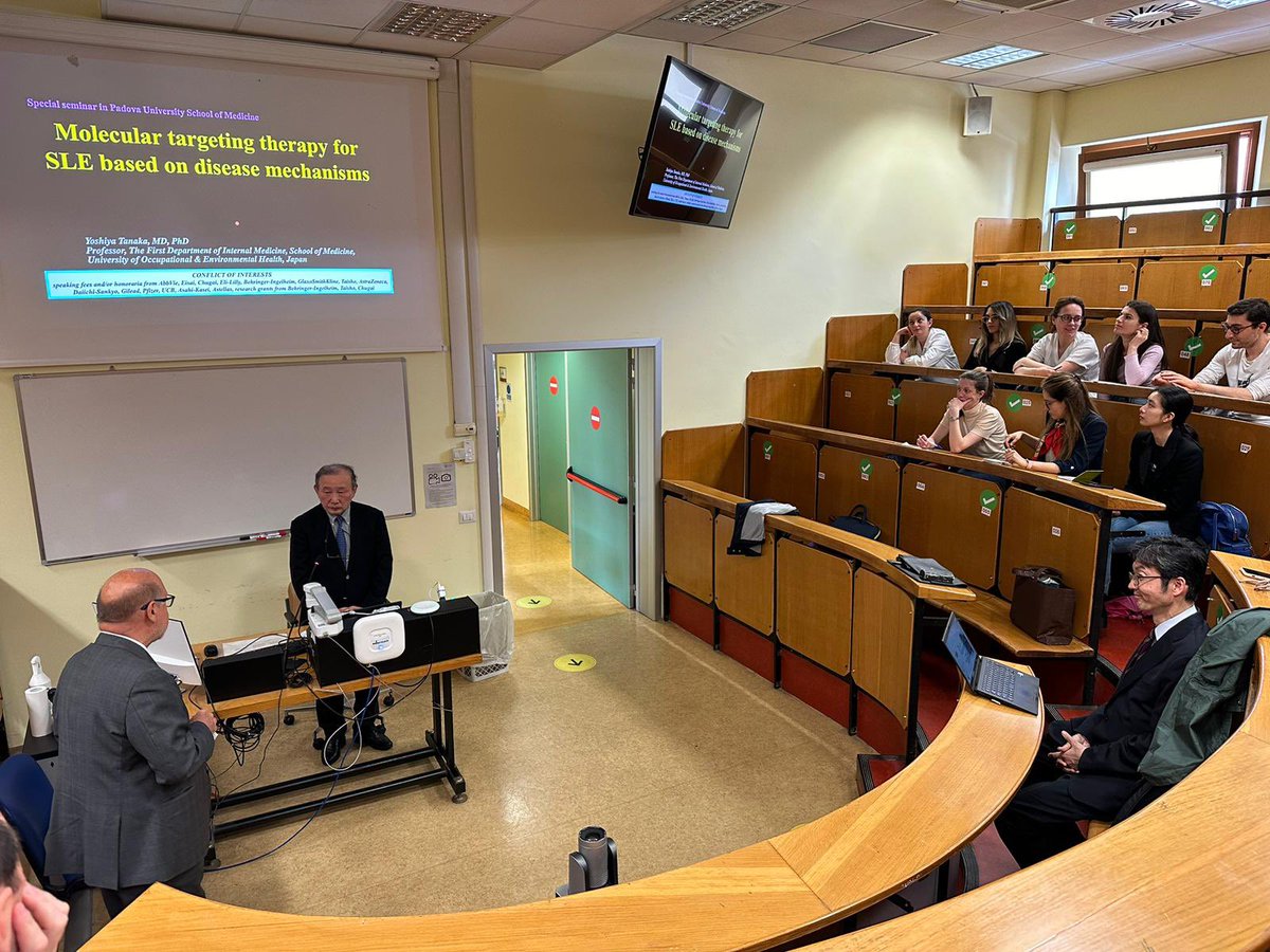 Honored to have Prof. Yoshiya Tanaka from the University of Occupational and Environmental Health, Kitakyushu, and Prof. Keishi Fujio from The University of Tokyo, Japan, talking about disease mechanisms and prognosis in SLE. Today at the University of Padova #reumatology #unipd