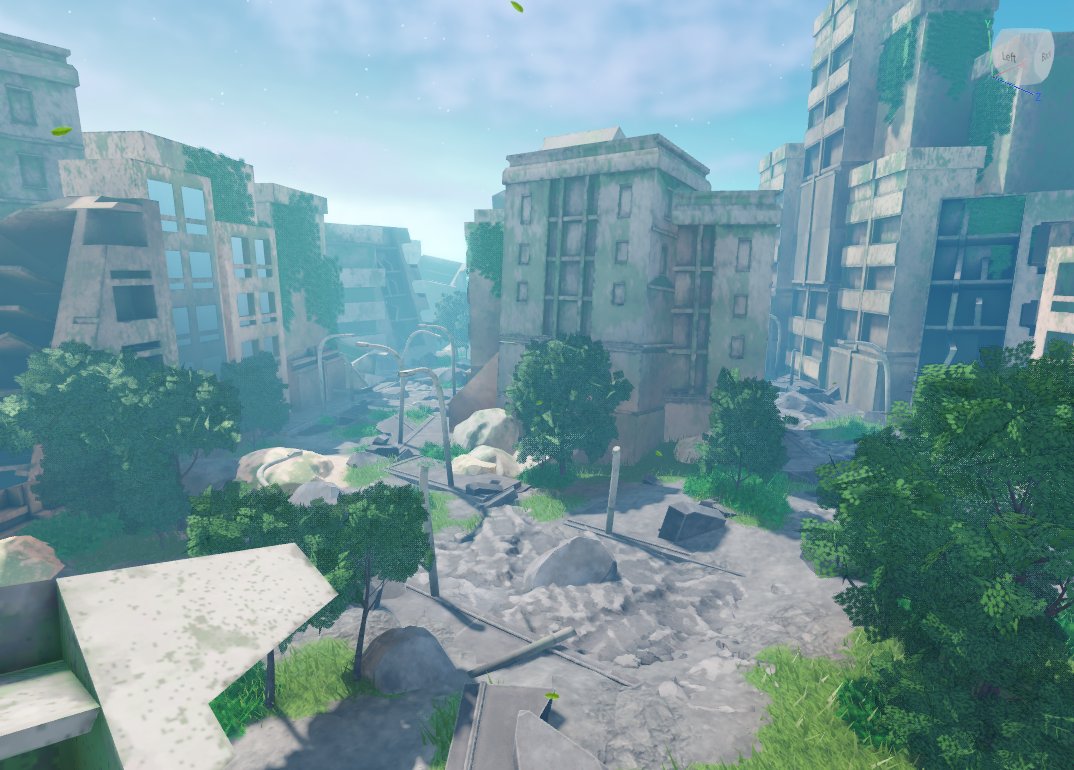ruined city with some properly destroyed roadwork and overgrown aesthetic, stylized

regarding fabric falls, i want it to get back on track

i dont want my sorrow to affect the games release

#roblox #RobloxDev