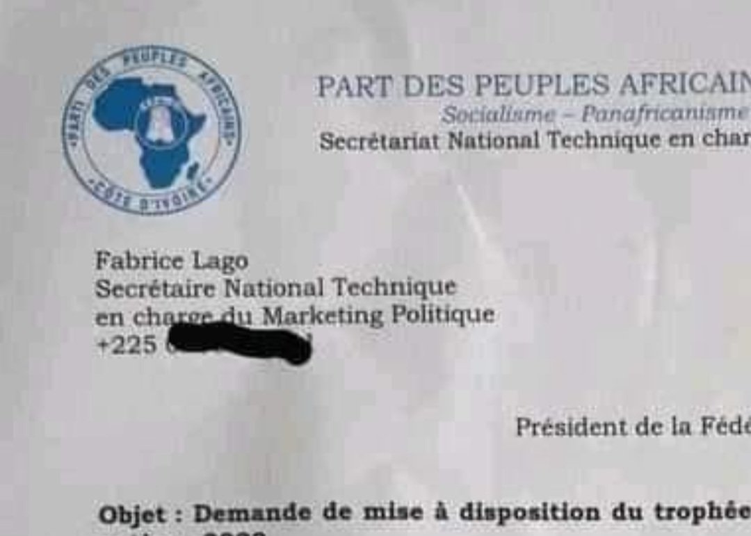 Pour moi ça ne vient pas du PPACI, d'abord le'  Secretaire national technique chargé du marketing politique'

'Le Part des Peuples Africains- Côte d'Ivoire.'

au lieu de parti.

non signé également.

@Marius29311383 @CharlesYoro3