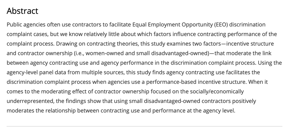 Thrilled to get this published in @ReviewofPPA! Check my latest article: Justice Delayed is Justice Denied: Managing Contracting Performance for Equal Employment Opportunity Discrimination Complaints journals.sagepub.com/doi/abs/10.117…