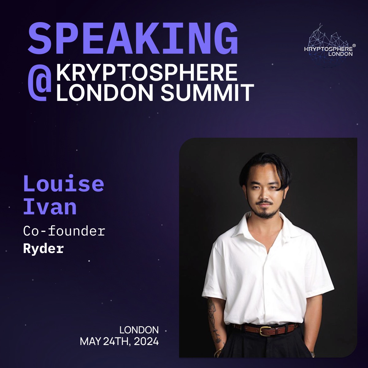 Don't miss our very own @louiseivanvp at @KRYPTOSPHERE_ this Friday at @Hult_Business in London! He will be discussing how to make securing, owning, and managing your digital assets more accessible to everyone with @Ryder_ID.