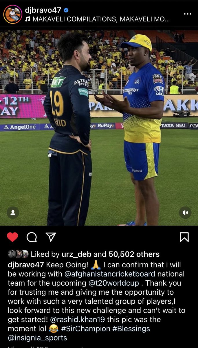 Sir Champion Dj Bravo is the new mentor of Afghanistan Cricket Board for Worldcup!!!🐐💛🤞🏻