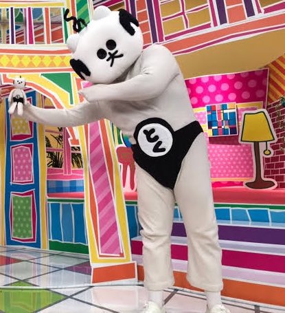 mondomascots's tweet photo. Daitoku-san, a balding middle-aged entity with cat ears and wrestler’s trunks, appears on his own local information show on Chukyo TV. https://t.co/U5CGAgMb56