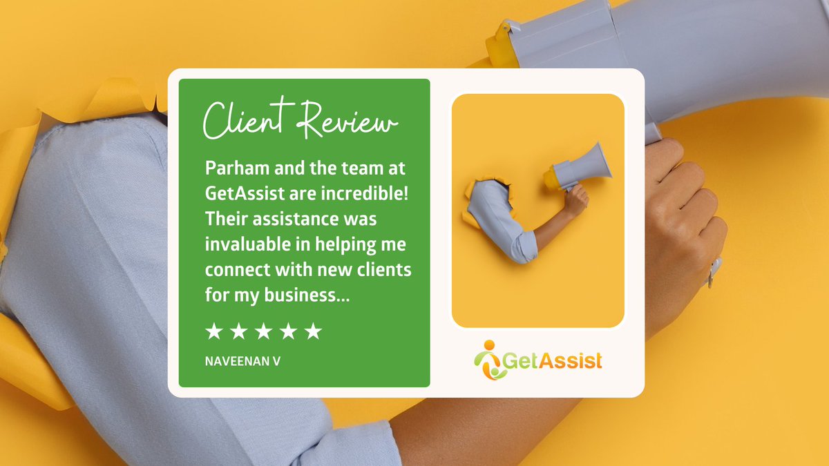 'Parham and the team at GetAssist are incredible! They are approachable, helpful, and always ready to support businesses in growing.'
Naveenan V

Join the Business Network dedicated to helping you succeed!
getassist.com/business-signu…

#businessnetworkreview #businessdirectoryreview