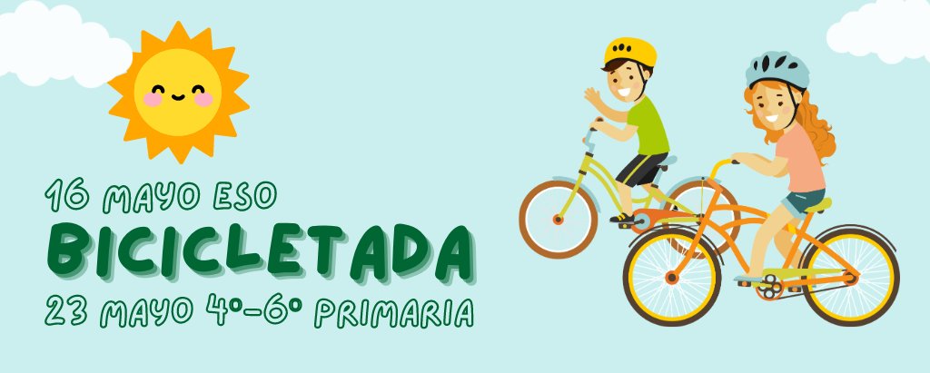 La mañana del JUEVES, 23 de MAYO,

Nuestros Exploradores de 4º, 5º y 6º de #Primaria se pondrán en Marcha con la actividad de la #Bicicletada 🚲 en un recorrido a realizar por la zona de #Bosquesur

#EscuelaSostenible
#Edufis

Toda la información⤵️
 
colevirgendelavega.com/?p=51935