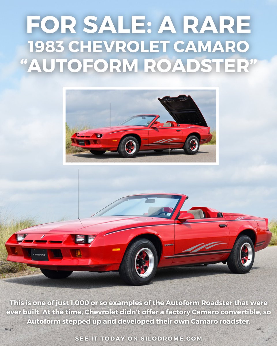 The Autoform Roadster had the roof and rear seats removed, a fiberglass rear deck with twin humps was then added, chassis bracing was welded in, as well as a manual folding soft top that folds down under the rear cover. Link: silodrome.com/chevrolet-cama…