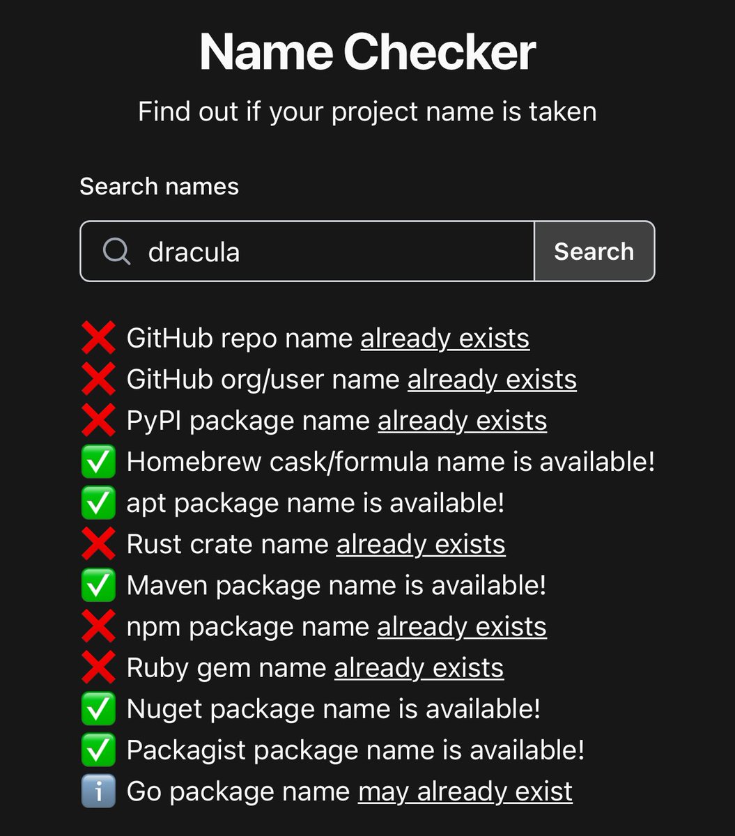 DevTools creators - here’s your new favorite tool: namechecker.vercel.app