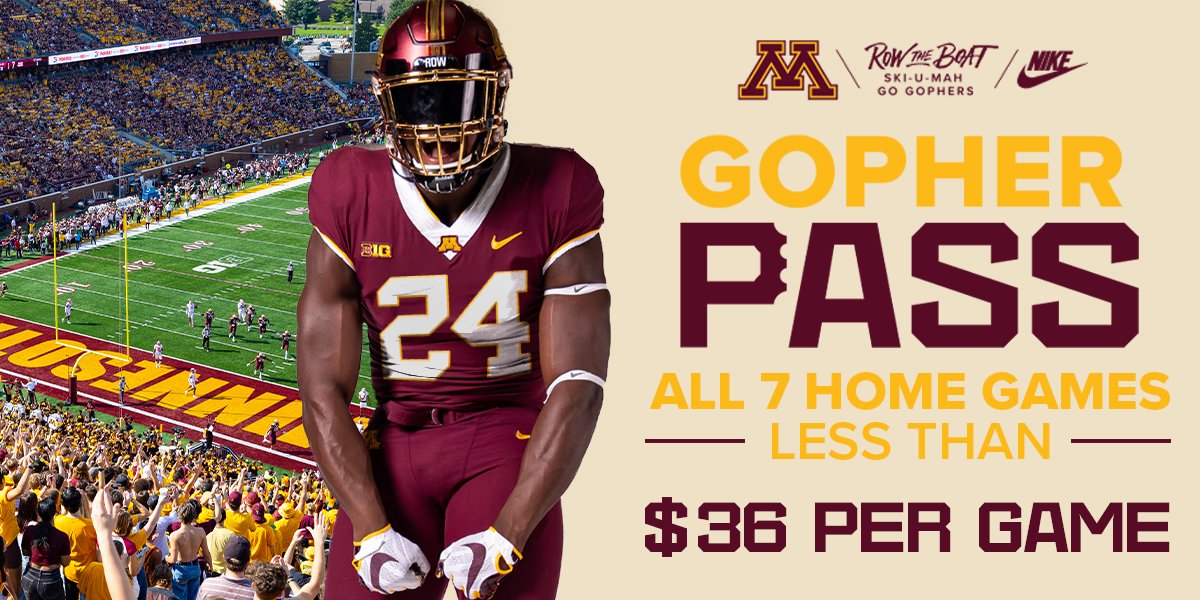 Back for 2024, Gopher Pass grants fans access to all seven Minnesota home games at Huntington Bank Stadium during the 2024 season! This season Gopher Pass purchasers will also receive a six-month membership to Dinkytown Athletes! 🔗: z.umn.edu/9jzt