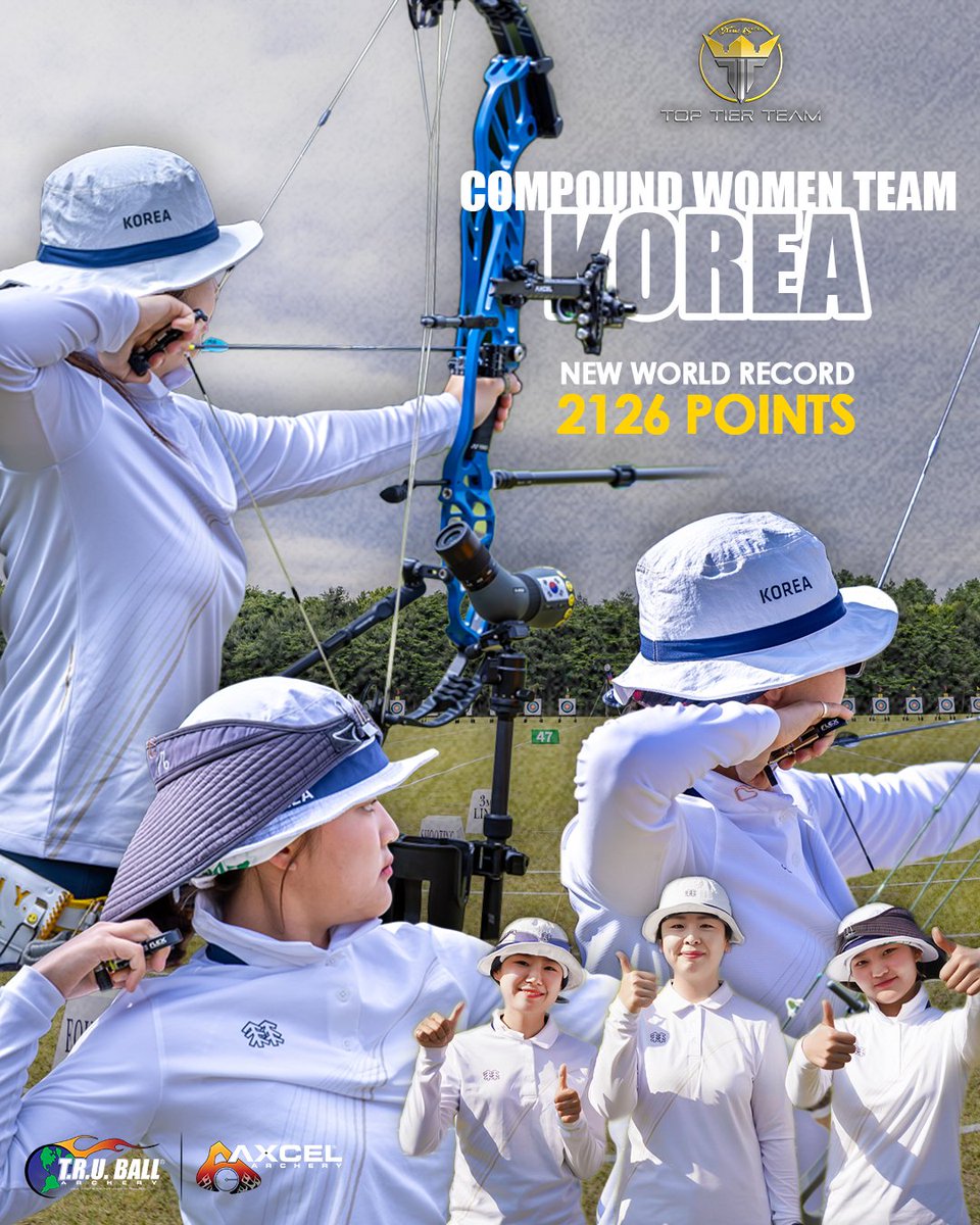 Song Yun Soo, Oh Yoonhyun, and Han Seungyeon broke the Compound Women Team World Record by shooting 2126 points! All three T.R.U. Ball / AXCEL #TopTierTeam members shot T.R.U. Ball releases 😎 - #RealNumber1 #LeadingTechnology #ProvenResults #WeMakeArcheryBetter