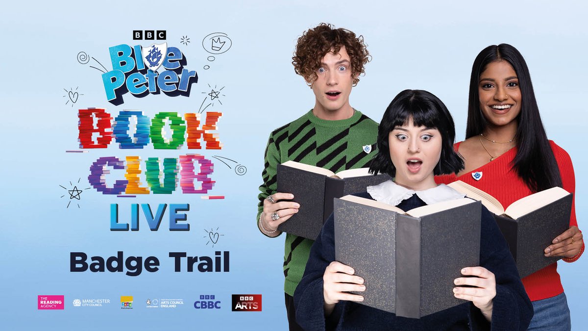 We hope you made it to Blue Peter Book Club Live last weekend. 🙌 If not, don't worry, there's still the badge trail to explore. 🗺️ Join the hunt for 12 giant murals across cultural venues in the city. 🔎 @cbbc @manclibraries @readingagency @ace_national #BluePeterBookClub