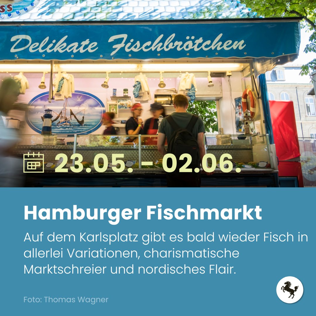 Es ist wieder Fischmarkt-Zeit in #Stuttgart! 🐟 Von Do., 23. Mai, bis So., 2. Juni, findet der #HamburgerFischmarkt auf dem #Karlsplatz in Stuttgart statt. Was Sie erwartet? Eine Fisch-Auswahl, die keine Wünsche offen lässt, gute Laune und original Hamburger Klönschnack.