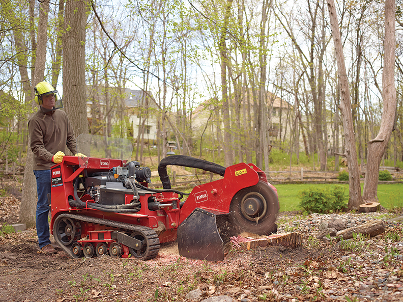 Stumps beware! With Toro's #TreeCare equipment, you'll breeze through stump removal this #spring. #stumpgrinder