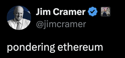 Barchart's tweet photo. Welp, Ethereum $ETH was fun while it lasted folks 🫡 https://t.co/F12R2iJQW5